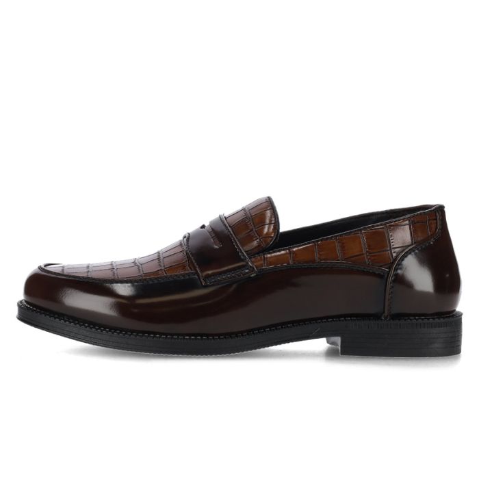 P Crouch & Co Charlie Choc Hi Shine Shoes Mens Tan Croc CL4713
