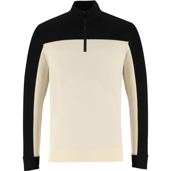 Nikos Colourblock Quarter Zip Sweat Top Mens Black | Casual Style